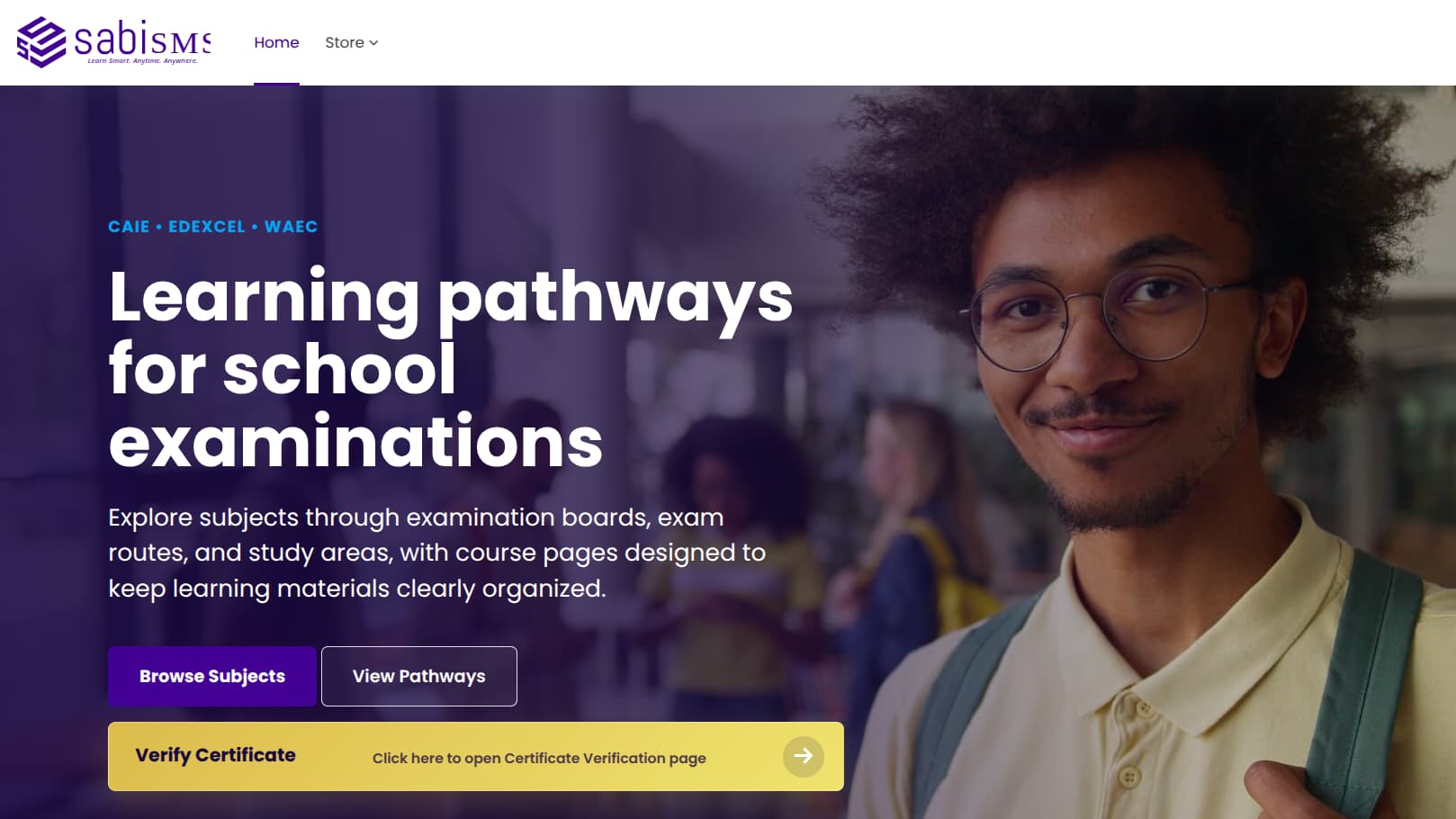SabiSMS Moodle learning platform homepage
